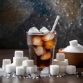 soda ice and sugar cubes on the side