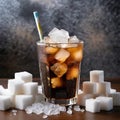 soda ice and sugar cubes on the side