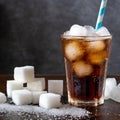 soda ice and sugar cubes on the side