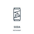 soda icon vector from restaurant collection. Thin line soda outline icon vector illustration