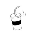 Soda paper cup doodle line icon