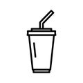 Soda paper cup icon. Fast food symbol. Pictogram isolated on a white background