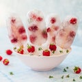Soda, Raspberry and Thyme Ice Pops Royalty Free Stock Photo