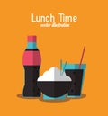 Soda rice coke lunch time menu icon, vector Royalty Free Stock Photo