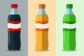 Soda, set of plastic soda bottles isolated on a white background. Vector illustration Royalty Free Stock Photo