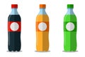 Soda, set of plastic soda bottles isolated on a white background. Vector illustration Royalty Free Stock Photo