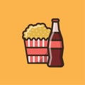 Soda soft drink and box with popcorn