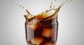 Soda splash in glass with ice Royalty Free Stock Photo