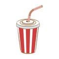 Striped cup soda with straw.