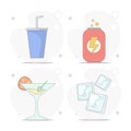 soda vector flat illustration. energy drink, cocktail, ice cubes