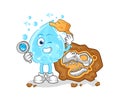 Soda water archaeologists with fossils mascot. cartoon vector