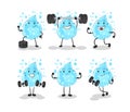 Soda water exercise set character. cartoon mascot vector