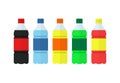 Soda, water and juice or tea bottles icons. Nature drinks