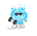 Soda water lifting dumbbell vector. cartoon character