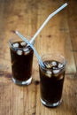 Soda whit ice and straw Royalty Free Stock Photo