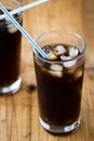 Soda whit ice and straw Royalty Free Stock Photo