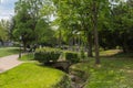 Sodenia pavilion with statue in the Quellenpark of Bad Soden am Taunus, Hesse, Germany