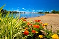 Soderica lake beach and landscape view Royalty Free Stock Photo