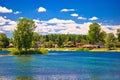 Soderica lake tourist village waterfront view Royalty Free Stock Photo