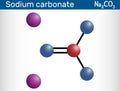 Sodium carbonate, Na2CO3, natrium carbonate, washing soda, soda ash molecule. It is disodium salt of carbonic acid, is organic
