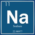 Sodium chemical element, blue square symbol