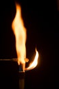 Sodium chloride burning in air with orange flame Royalty Free Stock Photo
