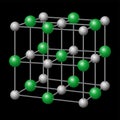 Sodium chloride, NaCl crystal structure over black