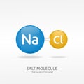 Sodium chloride molecule, salt chemical structures vector