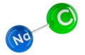 Sodium chloride NaCl molecule model. 3d rendering Royalty Free Stock Photo