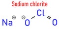 Sodium chlorite, chemical structure. Skeletal formula. Flet design