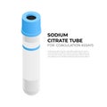 Sodium citrate tube vacutainer for coagulation assays in isometric design, vector illustration isolated on white