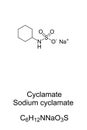 Cyclamate, sodium cyclamate, chemical formula and skeletal structure
