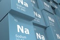 Sodium, 3D rendering background of cubes of symbols of the elements of the periodic table Royalty Free Stock Photo