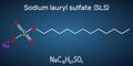 Sodium dodecyl sulfate SDS, sodium lauryl sulfate SLS molecule. It is an anionic surfactant used in cleaning and hygiene