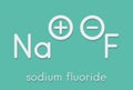 Sodium fluoride, chemical structure. Skeletal formula.