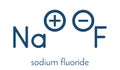 Sodium fluoride, chemical structure. Skeletal formula.