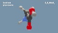 Sodium glycinate of C2H4NNaO2 3D Conformer animated render. Food additive. Isolated background and alpha layer, seamless loop.