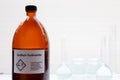 Sodium hydroxide in bottle, chemical in the laboratory Royalty Free Stock Photo