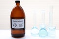 Sodium hydroxide in bottle, chemical in the laboratory Royalty Free Stock Photo