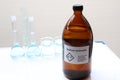 Sodium hydroxide in bottle, chemical in the laboratory Royalty Free Stock Photo