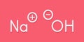 Sodium hydroxide lye, caustic soda, chemical structure. Skeletal formula.
