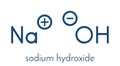 Sodium hydroxide lye, caustic soda, chemical structure. Skeletal formula.
