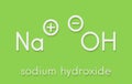 Sodium hydroxide lye, caustic soda, chemical structure. Skeletal formula.