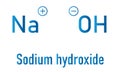 Sodium hydroxide or lye, caustic soda, chemical structure. Skeletal formula.