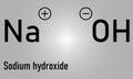 Sodium hydroxide or lye, caustic soda, chemical structure. Skeletal formula.
