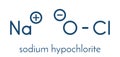 Sodium hypochlorite NaOCl molecule. Aqueous solution is known as liquid bleach. Skeletal formula.