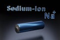Sodium-ion one battery in a dark light spin around. Royalty Free Stock Photo