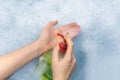 Bottles of detergents float in the foam. The concept of the dangers of household chemicals. Sodium laureate, parabens, sulfates