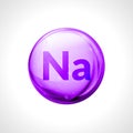 Sodium natrium mineral capsule. Vector vitamin icon health. Medical natrium or sodium diet food supplement