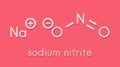Sodium nitrite, chemical structure. Used as drug, food additive E250, etc. Skeletal formula. Royalty Free Stock Photo